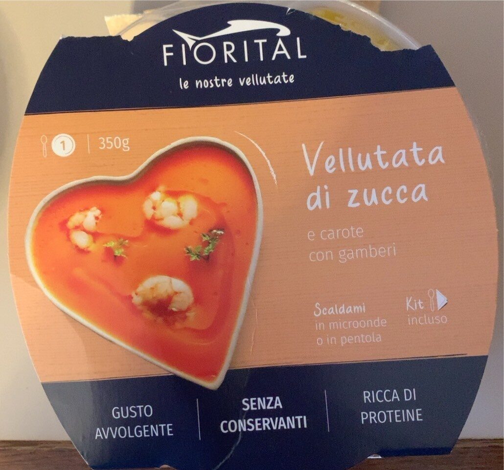 Confezione di Vellutata di zucca e carote con gamberi