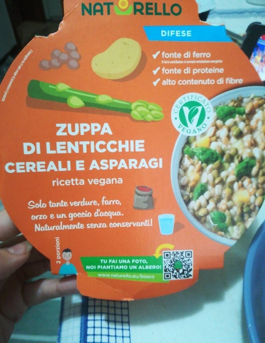 Confezione di Zuppa di lenticchie cereali e asparagi
