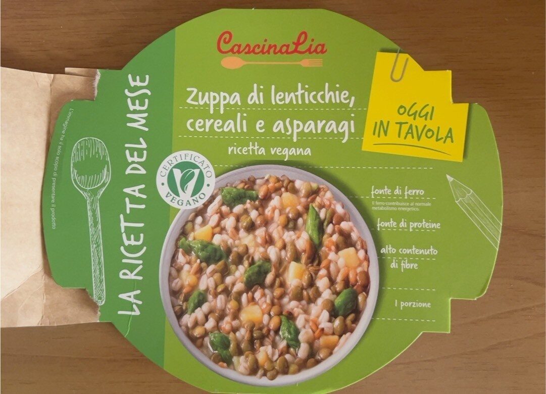 Confezione di Zuppa di lenticchie, cereali e asparagi
