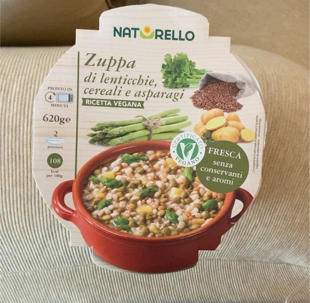Confezione di Zuppa di lenticchie cereali e asparagi